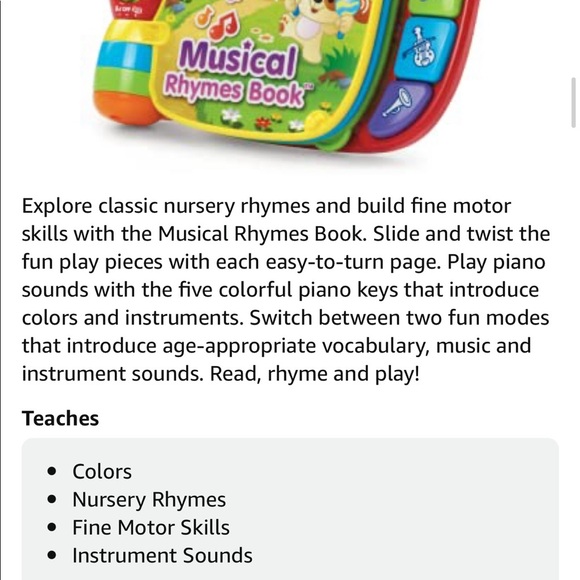 Children’s musical rhymes interactive learning book vtech - Picture 4 of 6